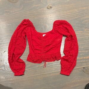 Hollister Red Ruched Blouse